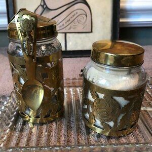 Nestle's Vintage Brass & Glass Jars